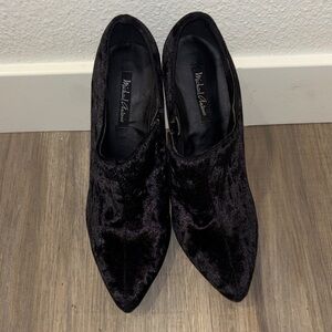 Michael Antonio Black Velvet Pointed Booties with Low Heel